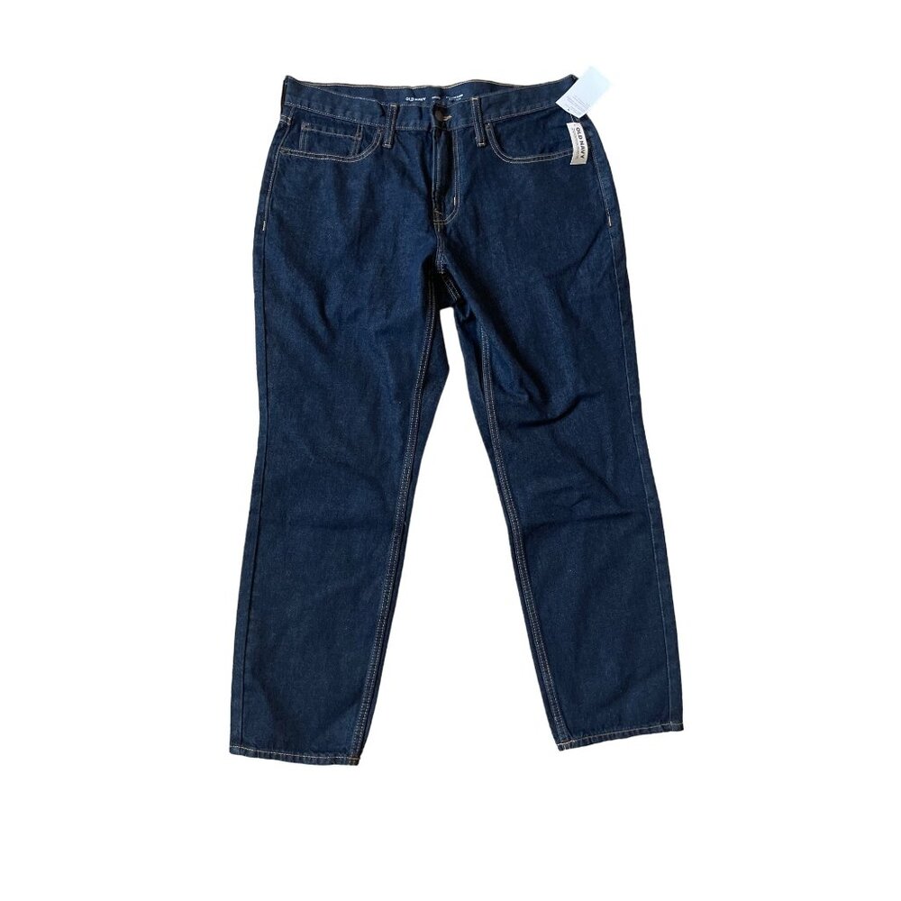 NWT Men's Old Navy Athletic Taper Built in Tough Blue Straight Leg Jeans Size 36